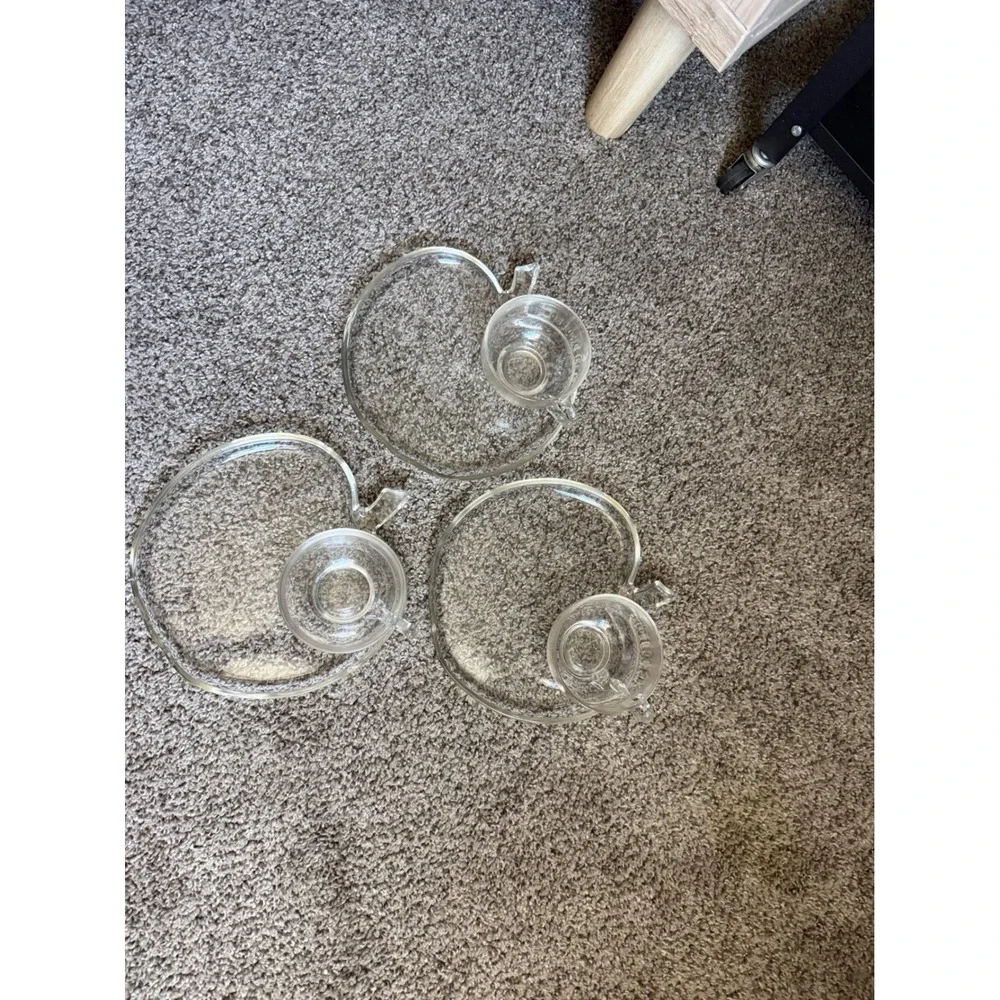 Vintage Federal Glass Apple Snack Set Plates Cups and Bowls Clear Glass 26 Piece
